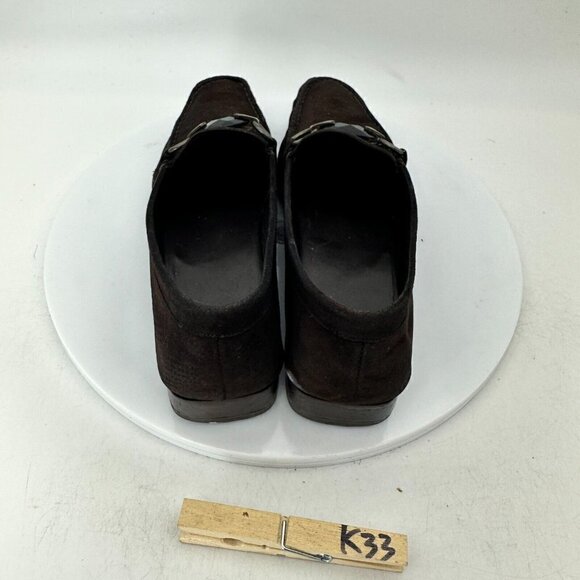 Stuart Weitzman Women Size 7B Dark Brown Suede Gancini Slip On Flat Loafer Shoes - Picture 12 of 15